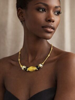 ✨ Authentic Murano Glass “Golden Glow – Summer Night” Necklace ✨